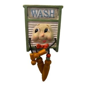 Vintage laundry room anthropomorphic whimsical shelf sitter figure- “wash”